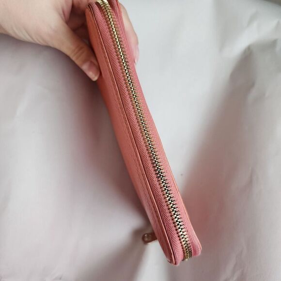 Chloe long wallet Zip Around Zippy Lilly Ribbon Bow Genuine leather Coral Pink - Picture 11 of 12